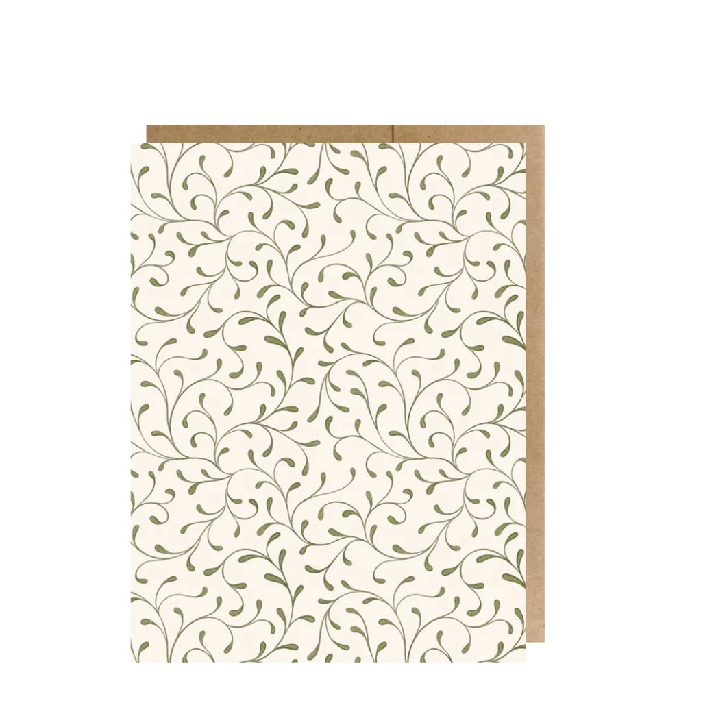 Garden Scrolls Leafy Green Greeting Card