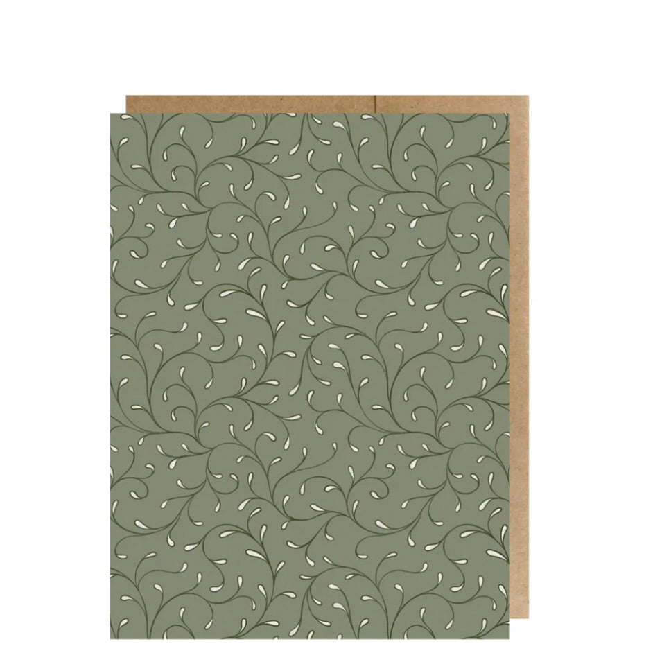 Garden Scrolls Olive Greeting Card