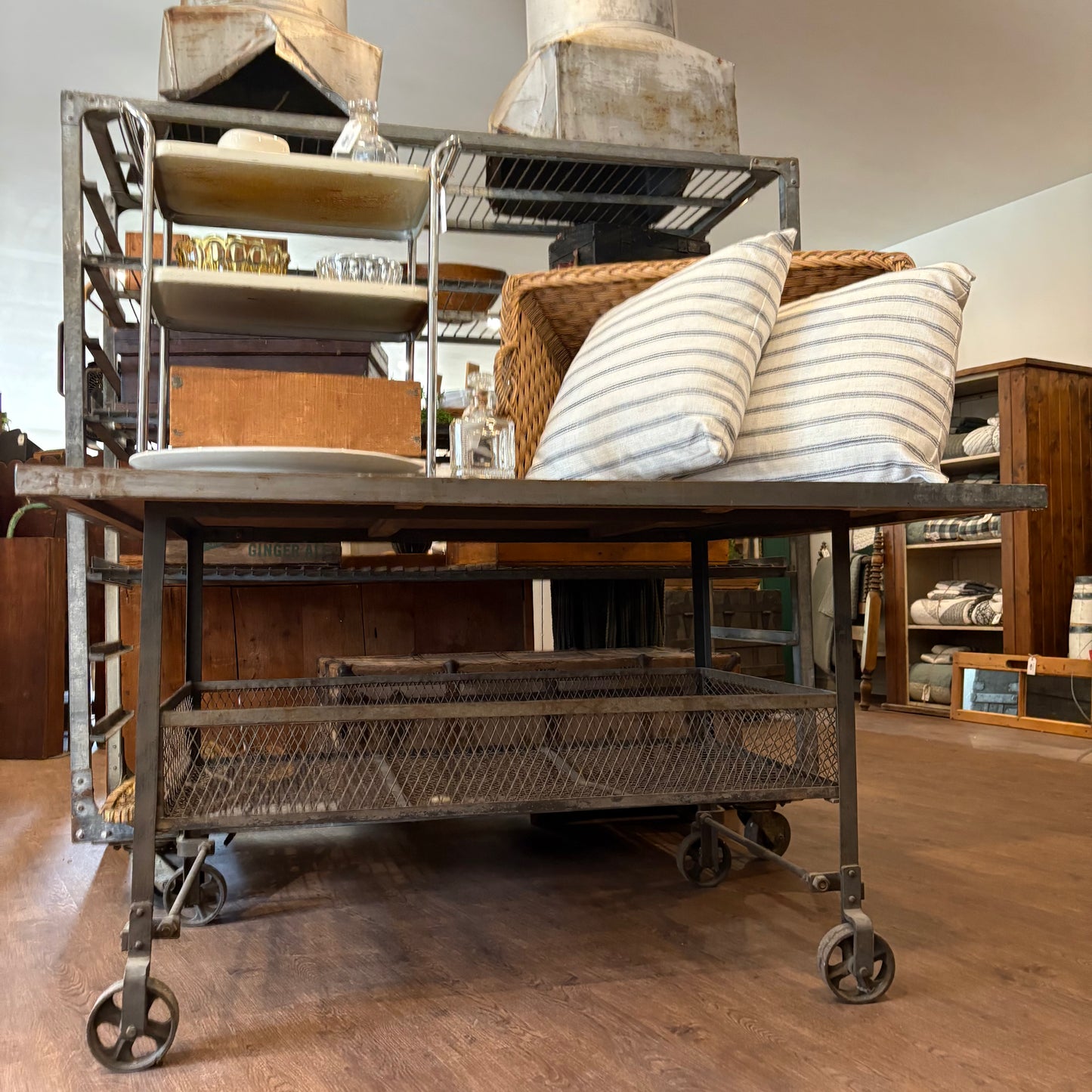 Metal Work Table on Wheels