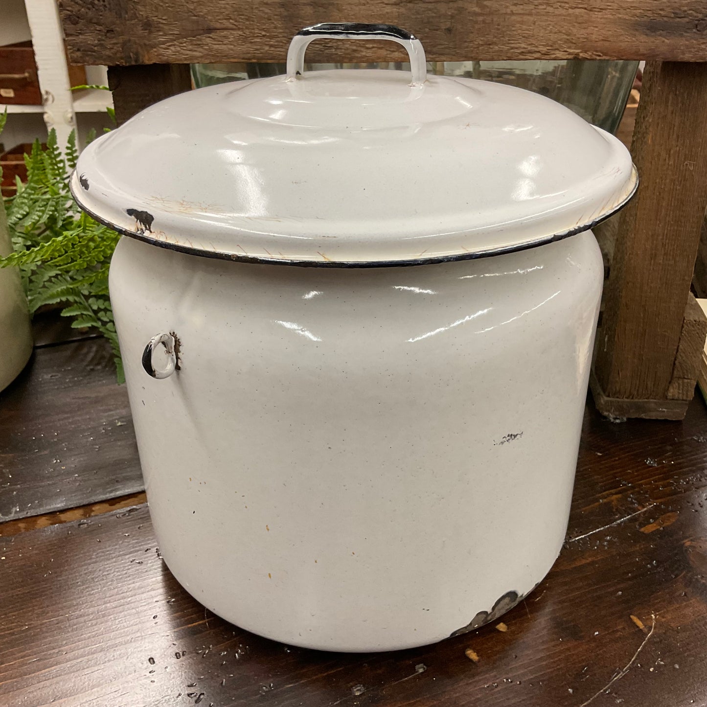 Vintage Enamel Pot with Lid