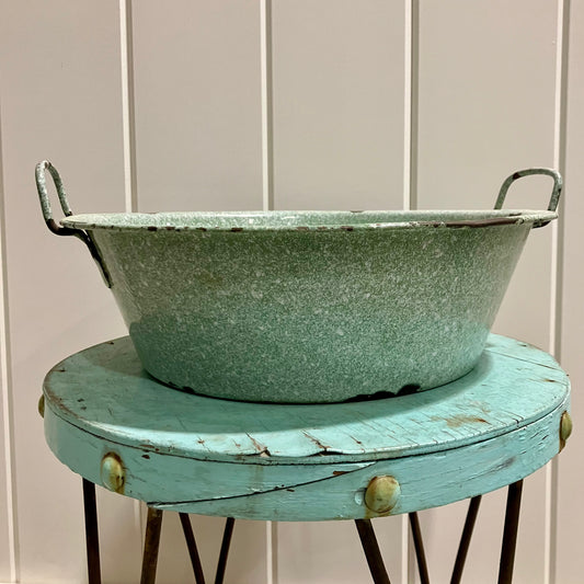 Vintage Green Enamel Pot