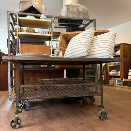 Metal Work Table on Wheels